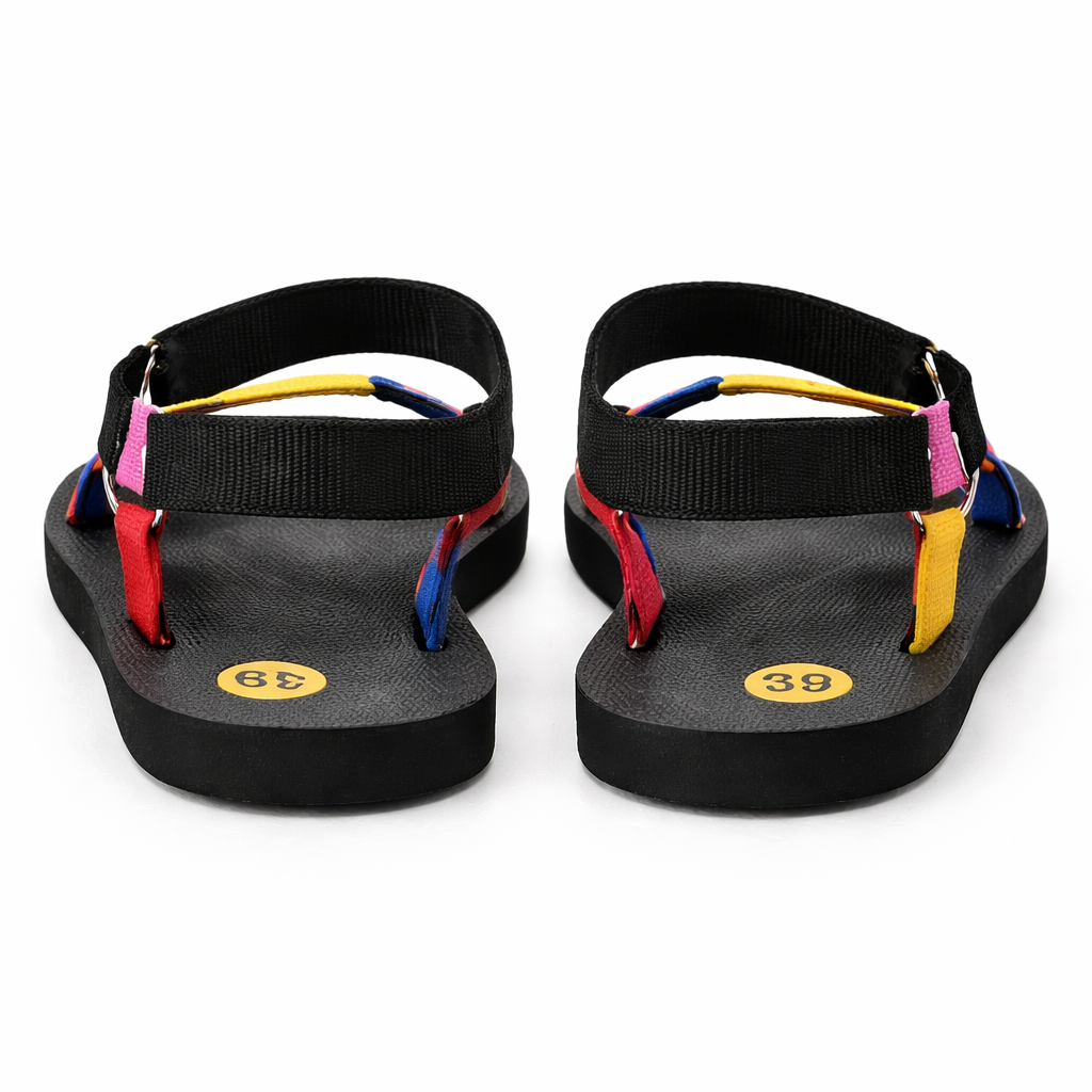 Elegant Multicolor Strap Flat Sandals