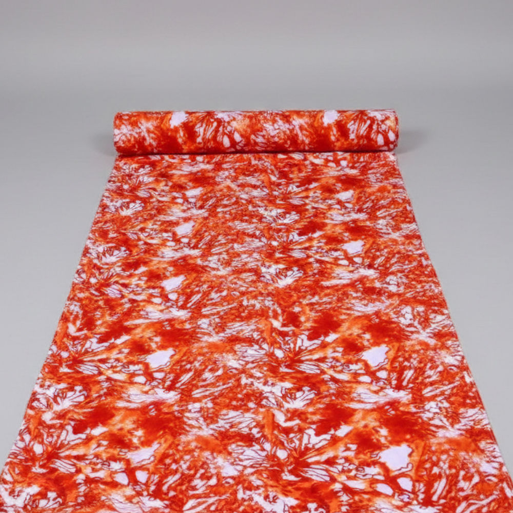 Modern Abstract Digital Print Fabric in Vibrant Orange and Teal