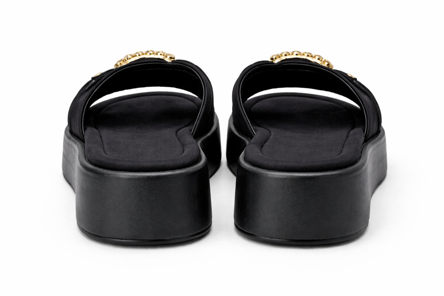 Decorative Buckle Platform Slide Sandals