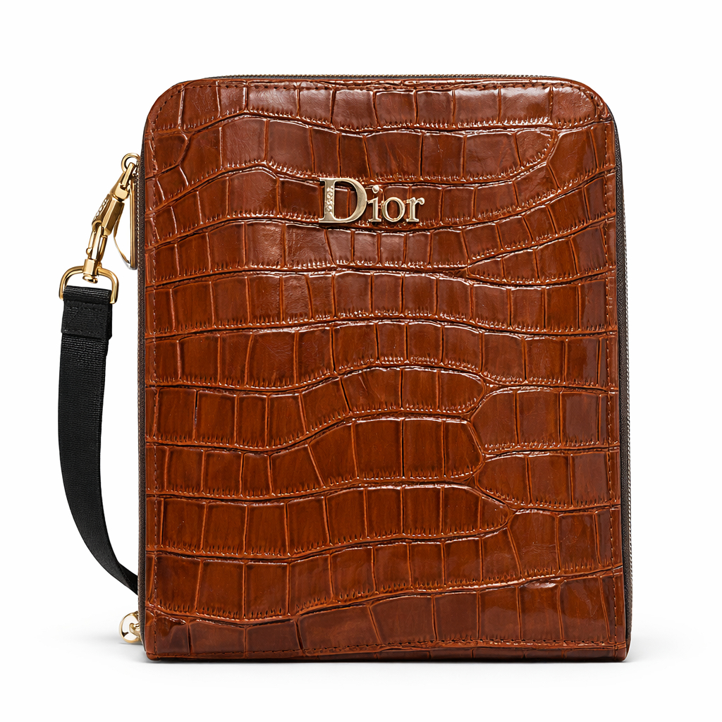 Premium Green Crocodile Texture Crossbody Bag