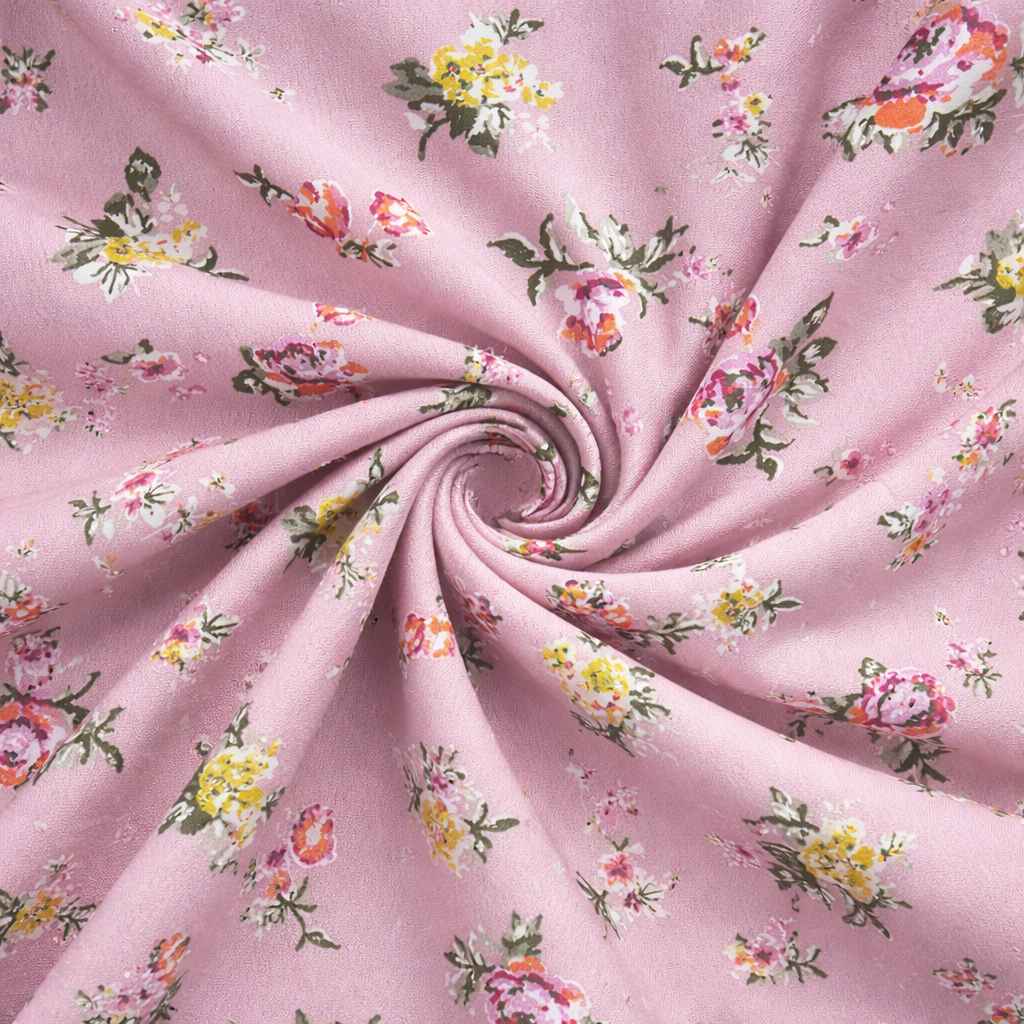 Quality Soft Pink Floral Printed Fabric