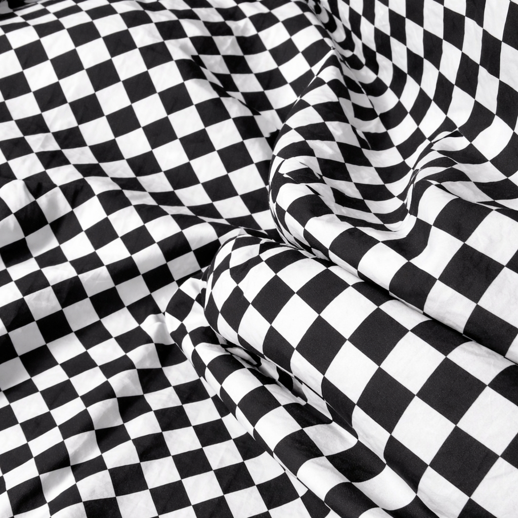 Black and White Checkered Pattern Fabric