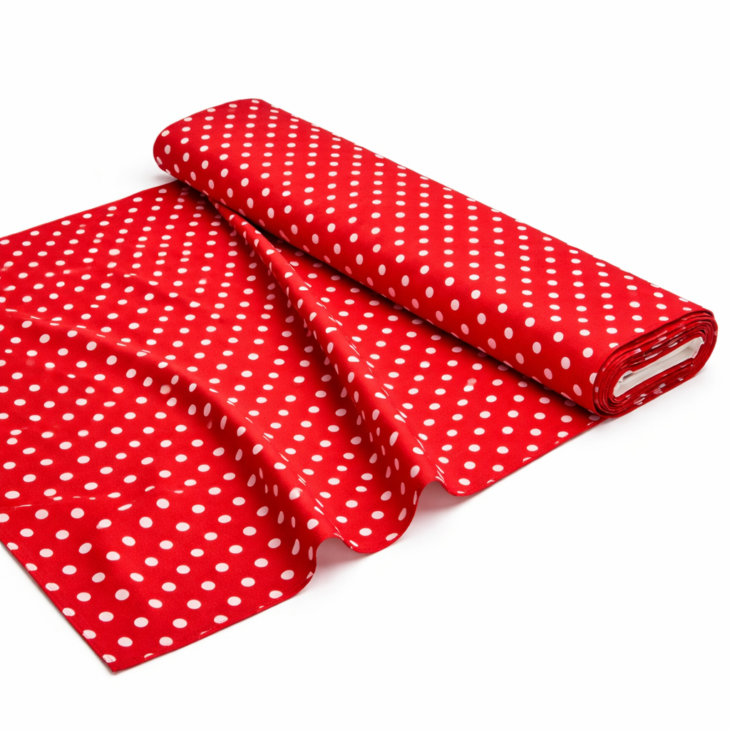 Red Polka Dot Lightweight Fabric