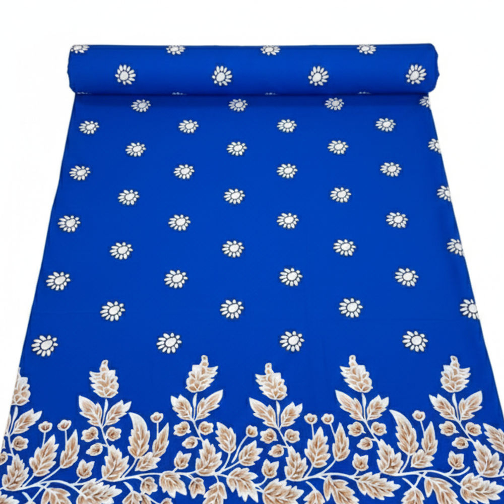 Quality Blue Floral and Daisy Pattern vintage Fabric