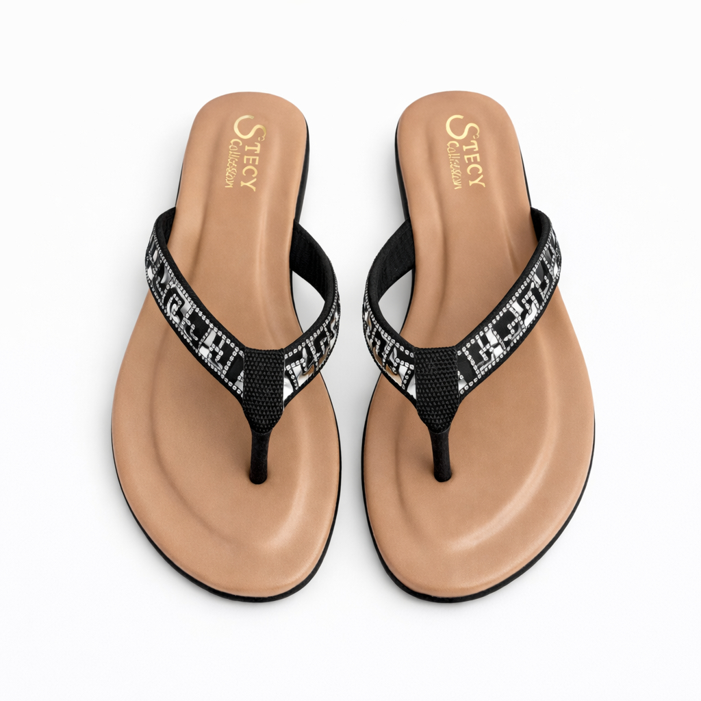 Women  Thong Style Sandal with Rhinestone Embellishments