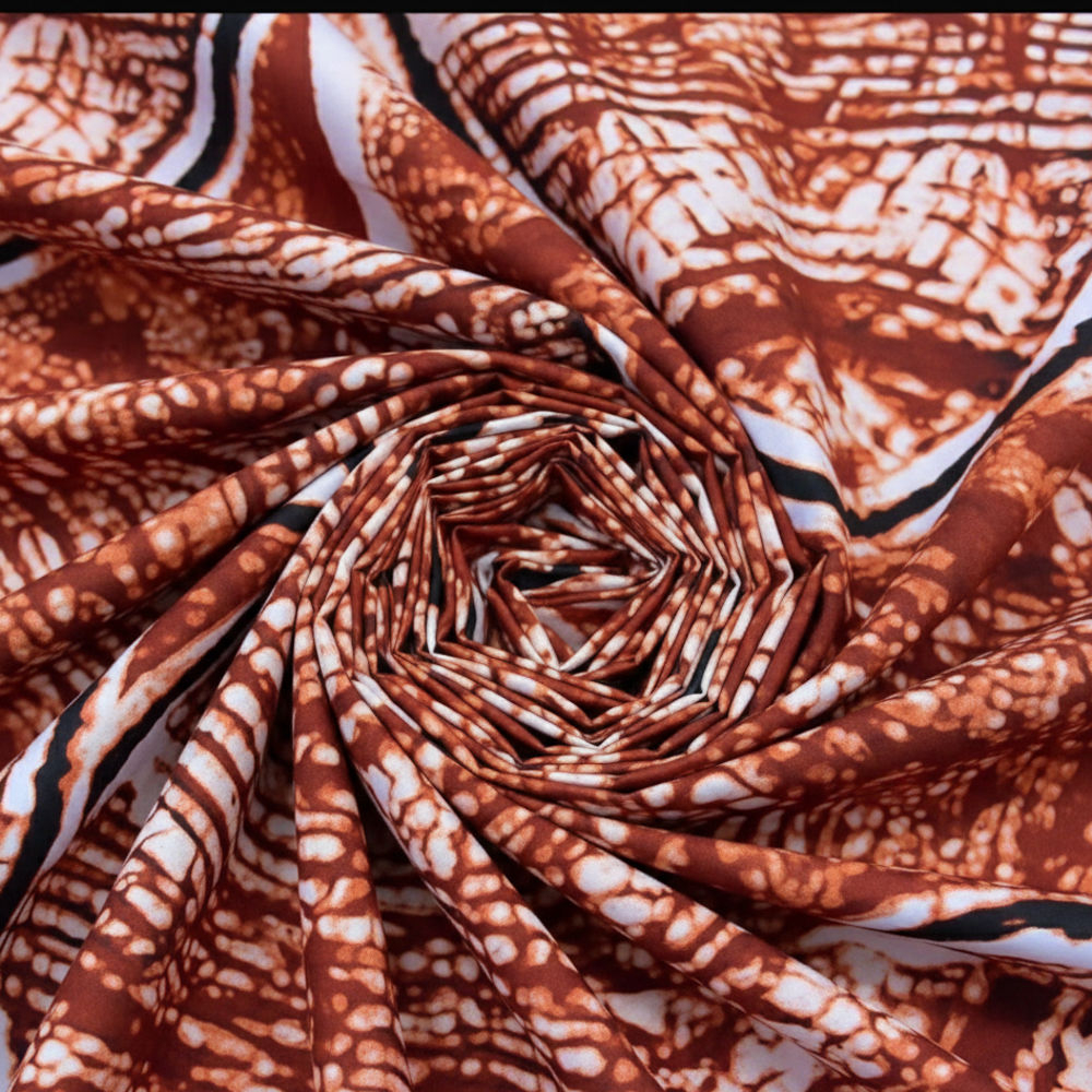 Terracotta and White Abstract Patterned fabric