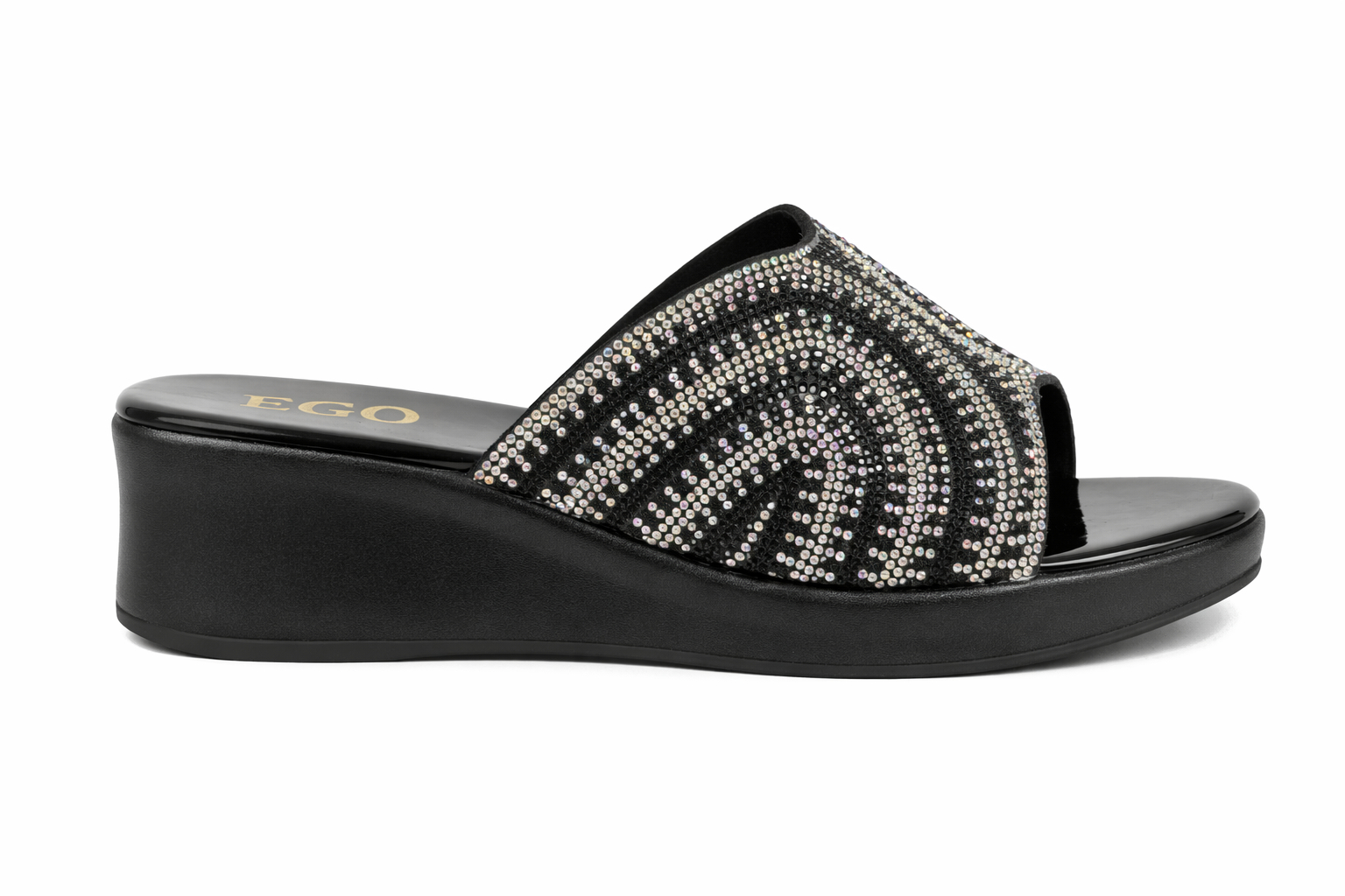 Rhinestone Embellished Flat Slide Sandals