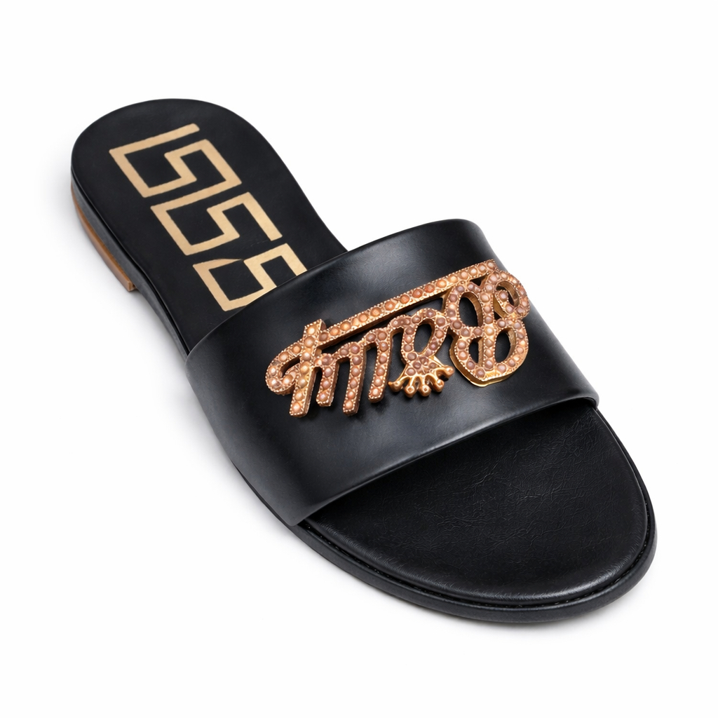 Women Flat Slide Sandals with Decorative Strap