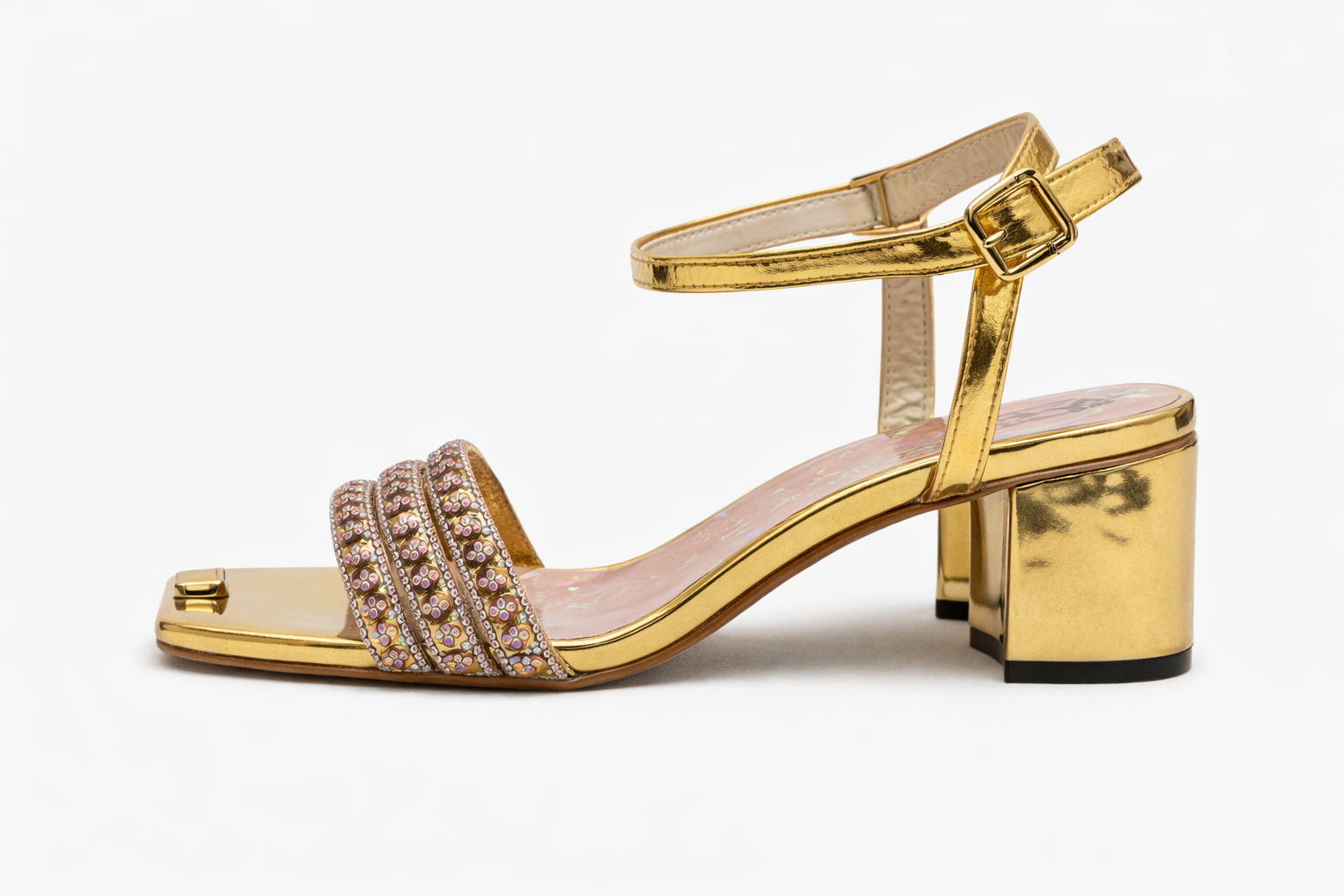 Women Embellished Block Heel Ankle Strap Sandals