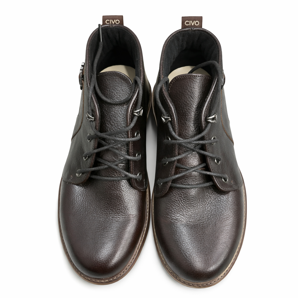 Men Lace Up Ankle Boots with Textured Sole
