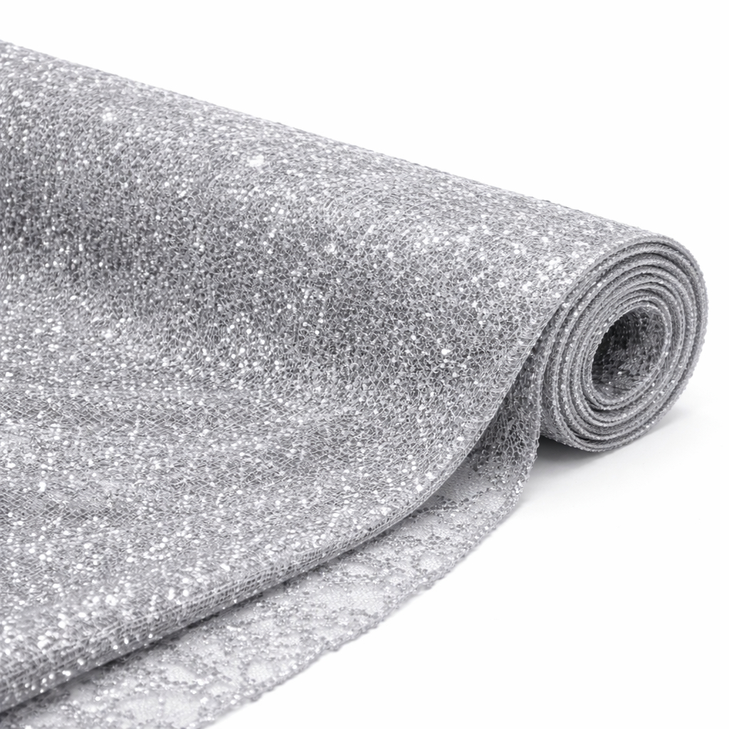 Luxury Silver Glitter Mesh Lace Fabric