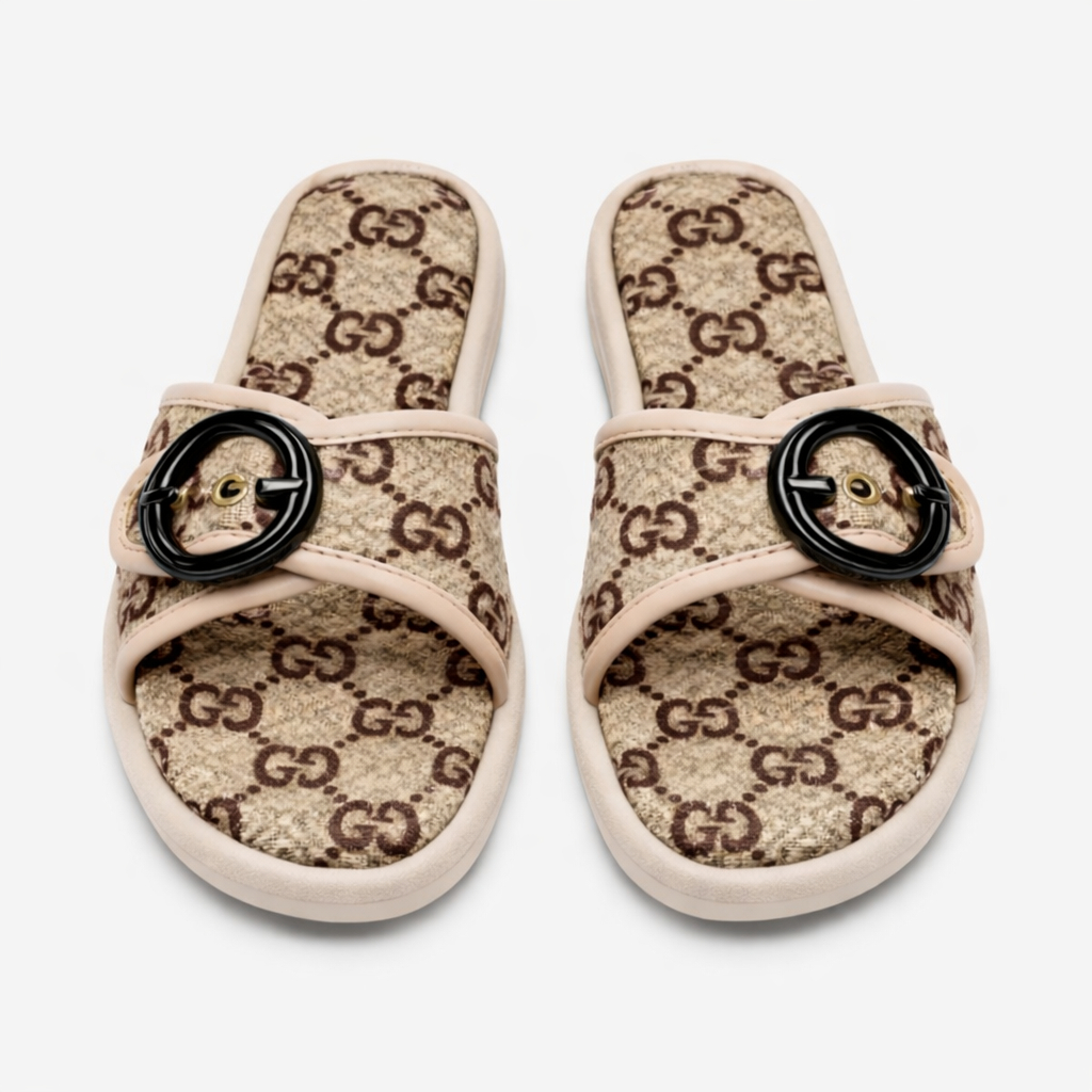 Checkered pattern Open Toe Slide Sandal