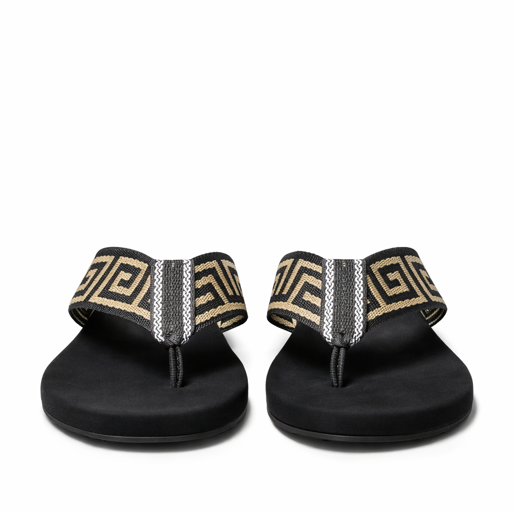OpenToe SlipOn Sandals with Patterned Strap