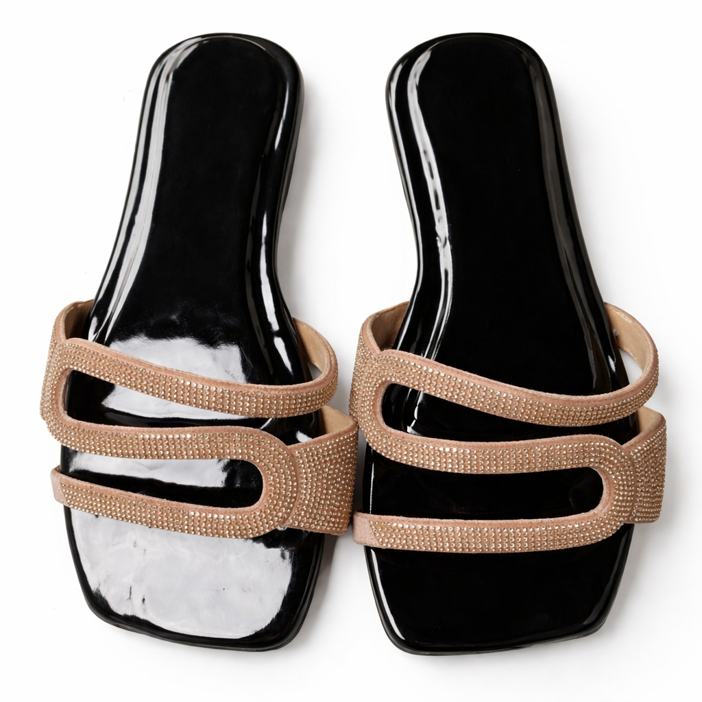 Stylish Flat Sandals with Sparkling Embellishments