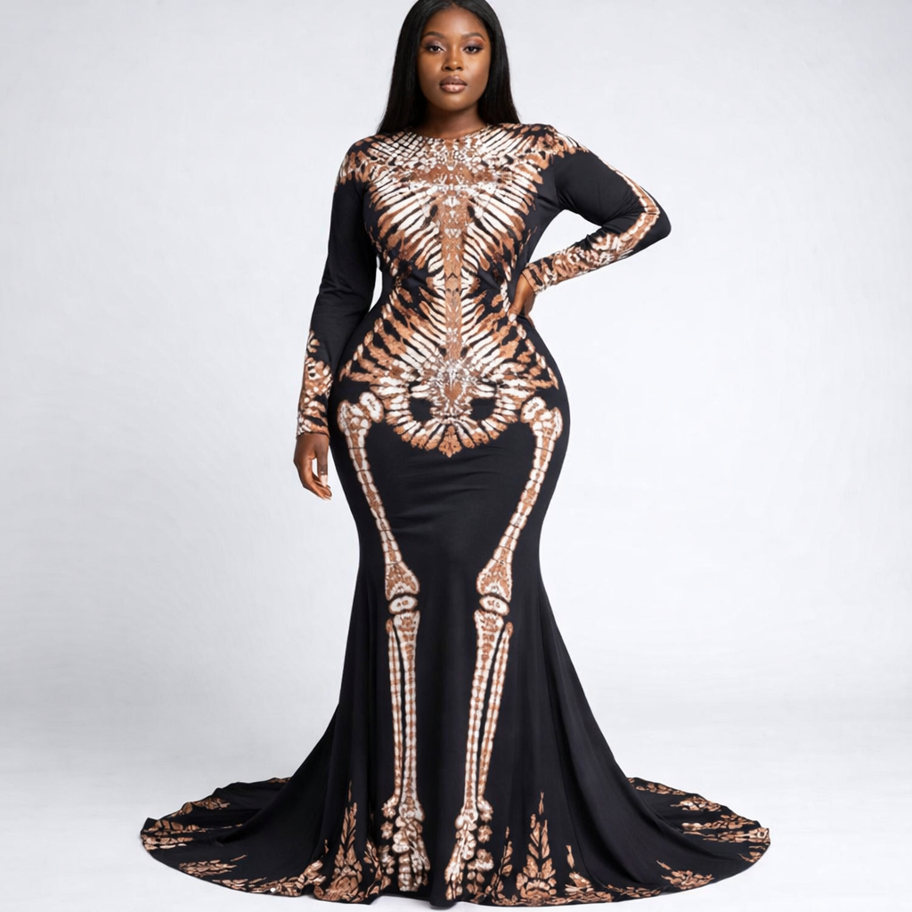 Quality Artisanal Skeleton Tie Dye Patterned Fabric