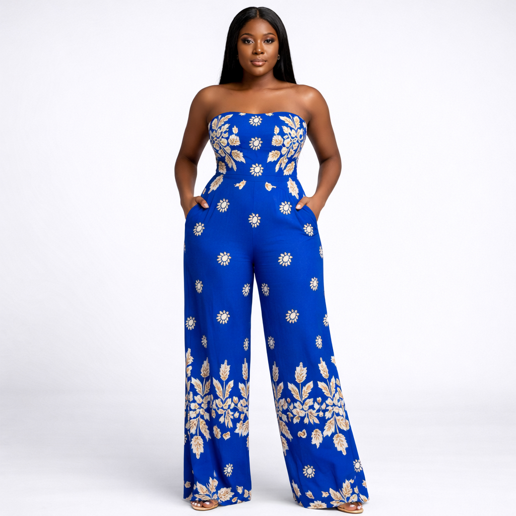 Quality Blue Floral and Daisy Pattern vintage Fabric