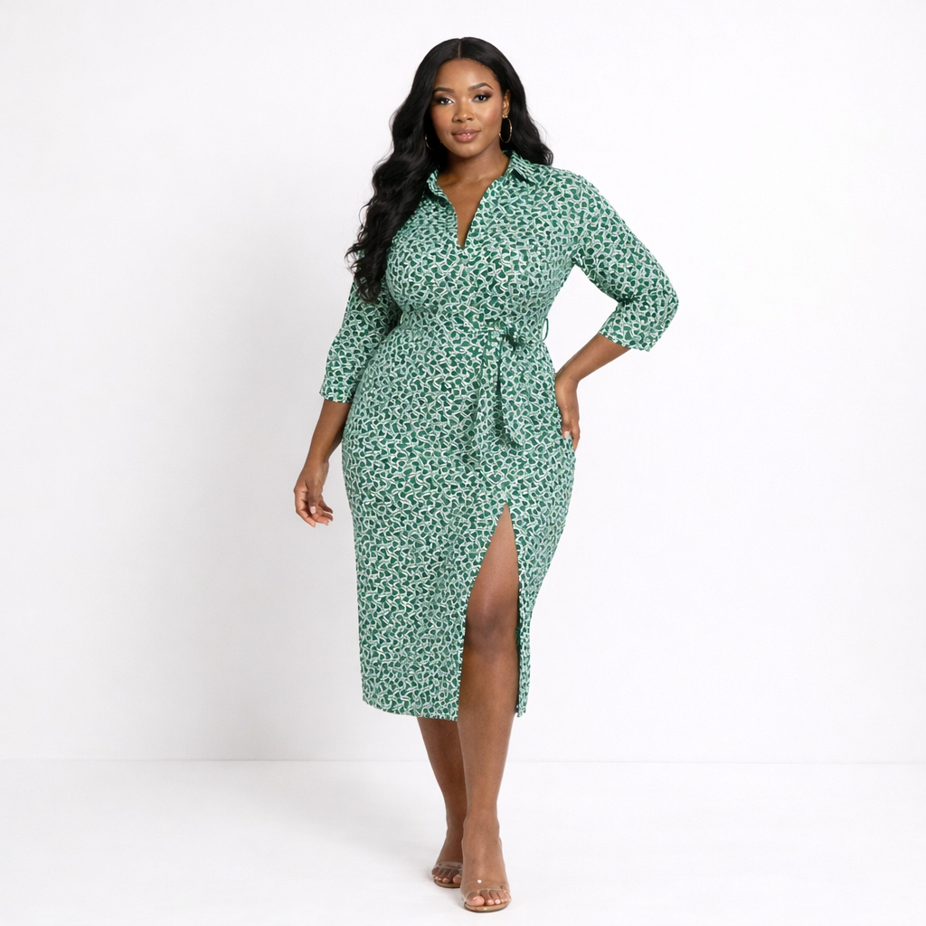 Green and White Patterned Fabric