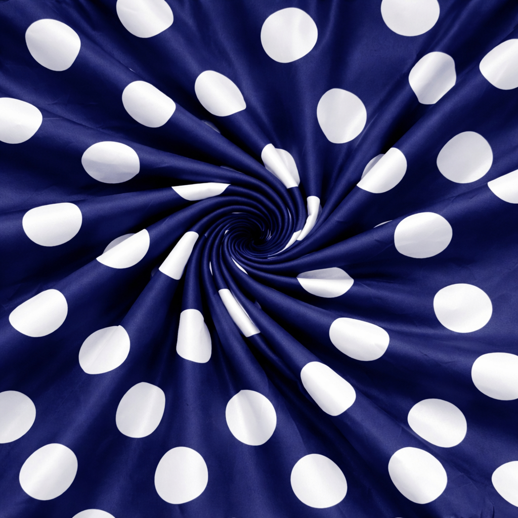 Navy Blue Polka Dot Printed Fabric