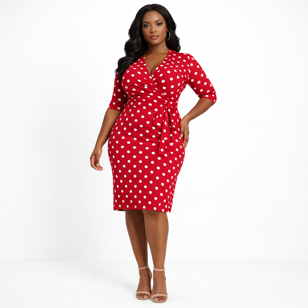 Red Polka Dot Lightweight Fabric