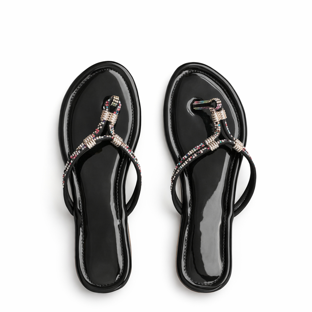 Women Beaded Toe Loop Flat Sandals