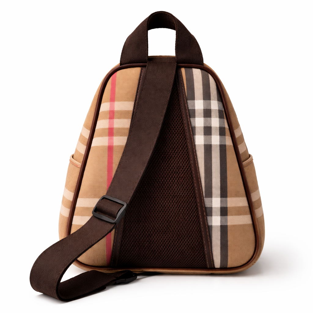 Plaid Fabric Mini Backpack Sling Bag with Zip Closure