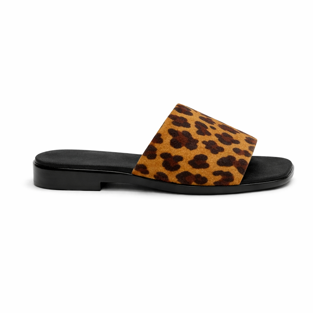 Elegant Slip On Sandals with Leopard Print strap