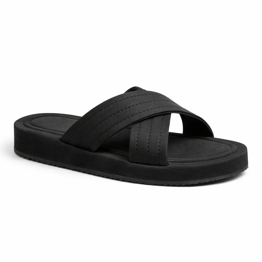 Quality Women Cushioned Cross Strap Slide Sandals