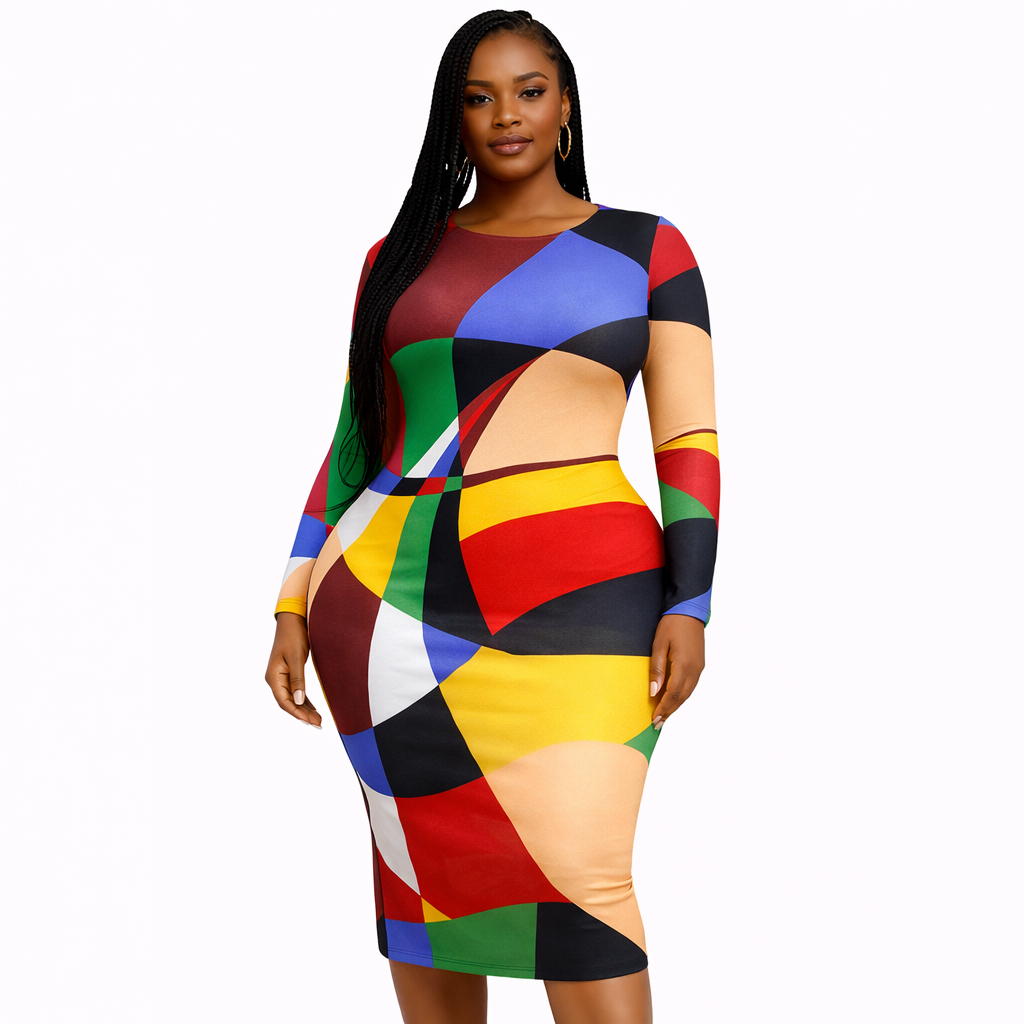 Quality Multicolor Abstract Print Fabric