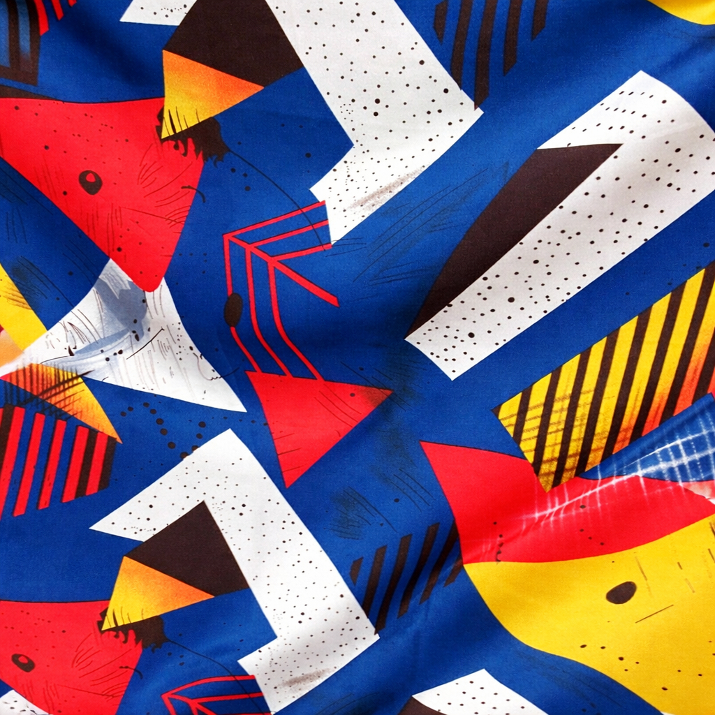 Multicolor Abstract Geometric Print Fabric
