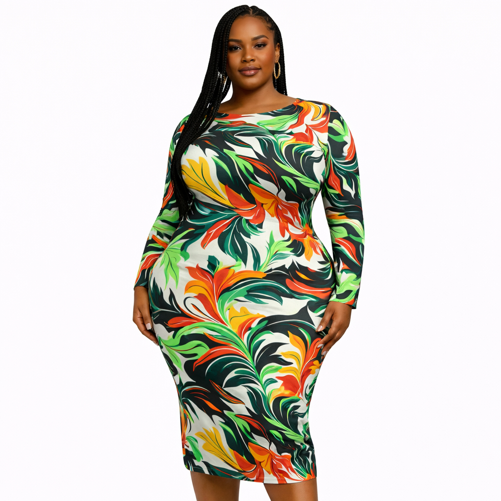 Vibrant Tropical Floral Print Fabric