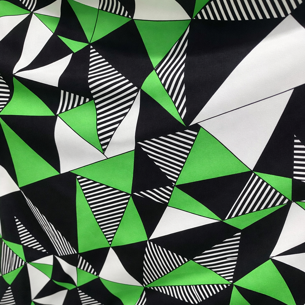 Quality Green and Black Geometric Print Fabric