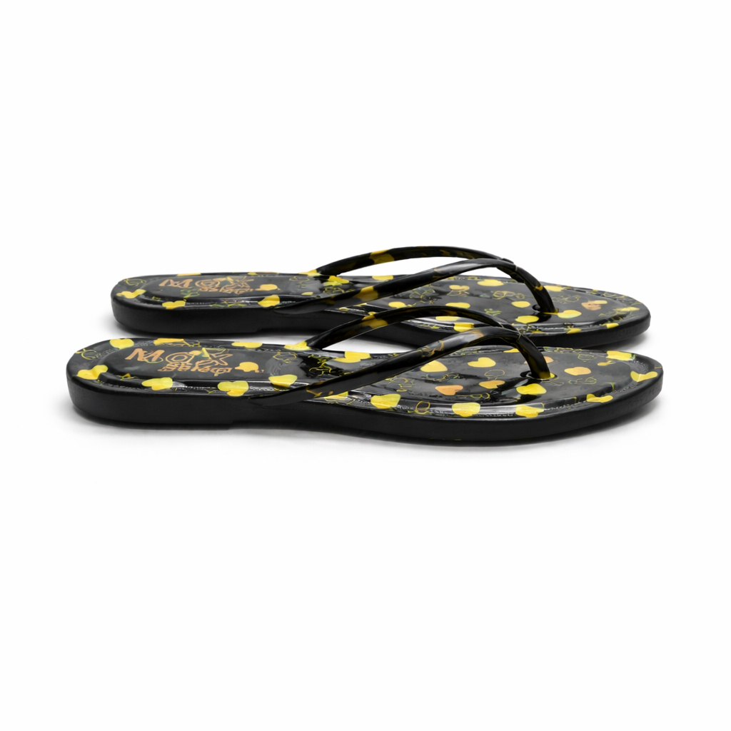 Women Flat Flip Flop Slippers with Printed Footbed