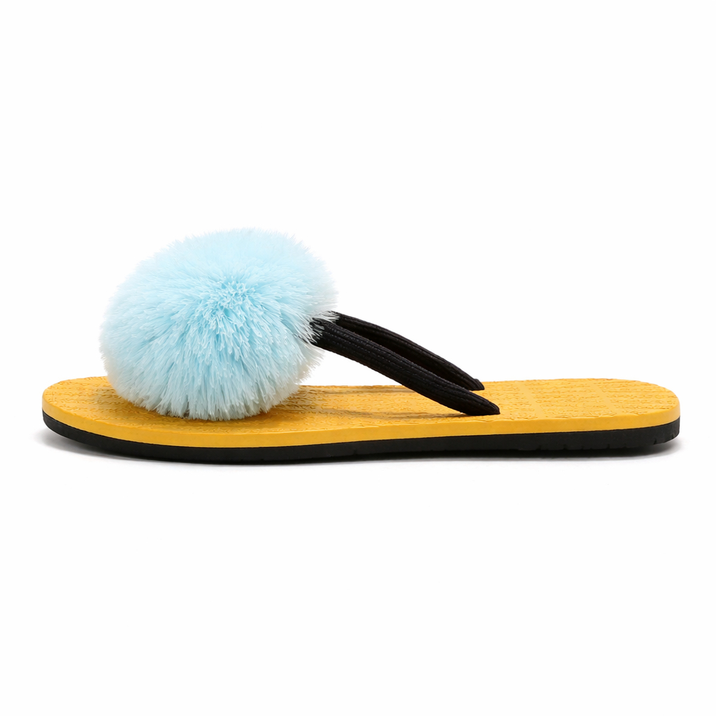 Women Pom Pom Thong Flat Sandals
