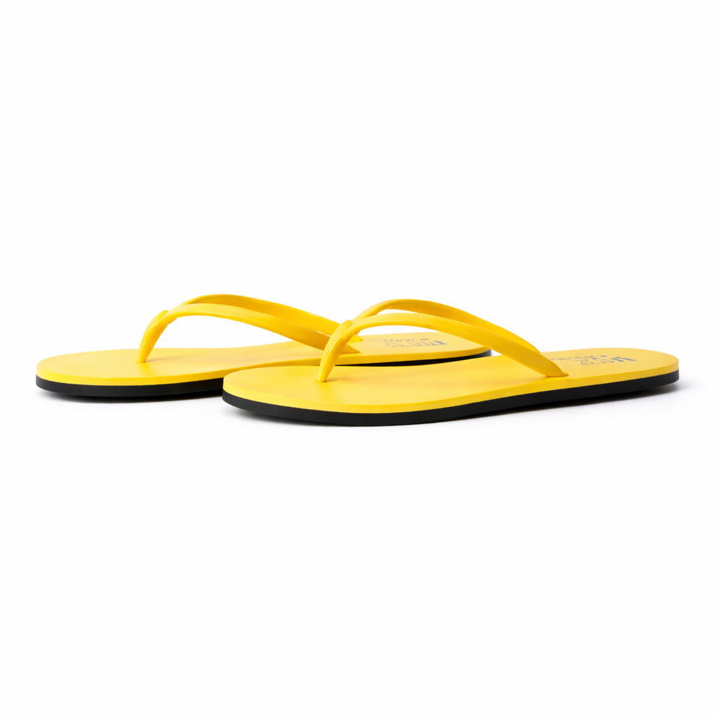 Women yellow Flat Flip Flop Slippers with Textured Sole