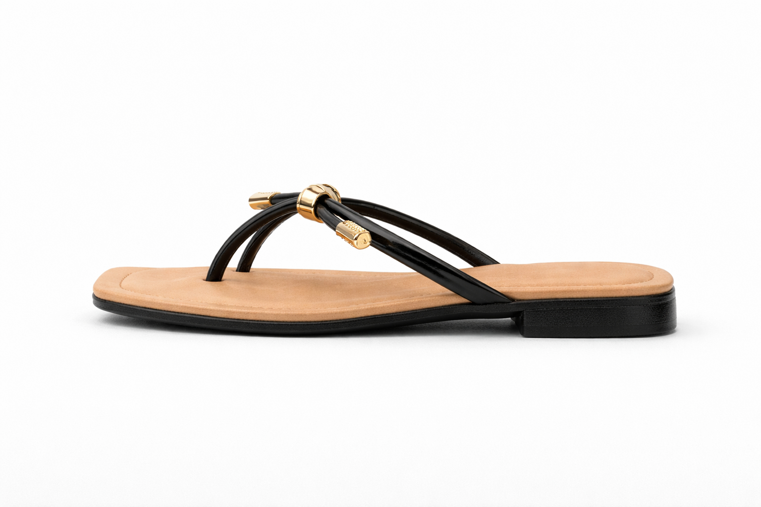 Women Flat Thong Sandals with Metal Accent