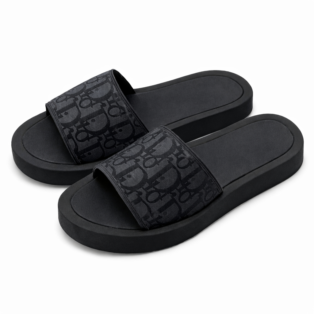 Women Slip On Open Toe platform Slide Sandals with Patterned Strap