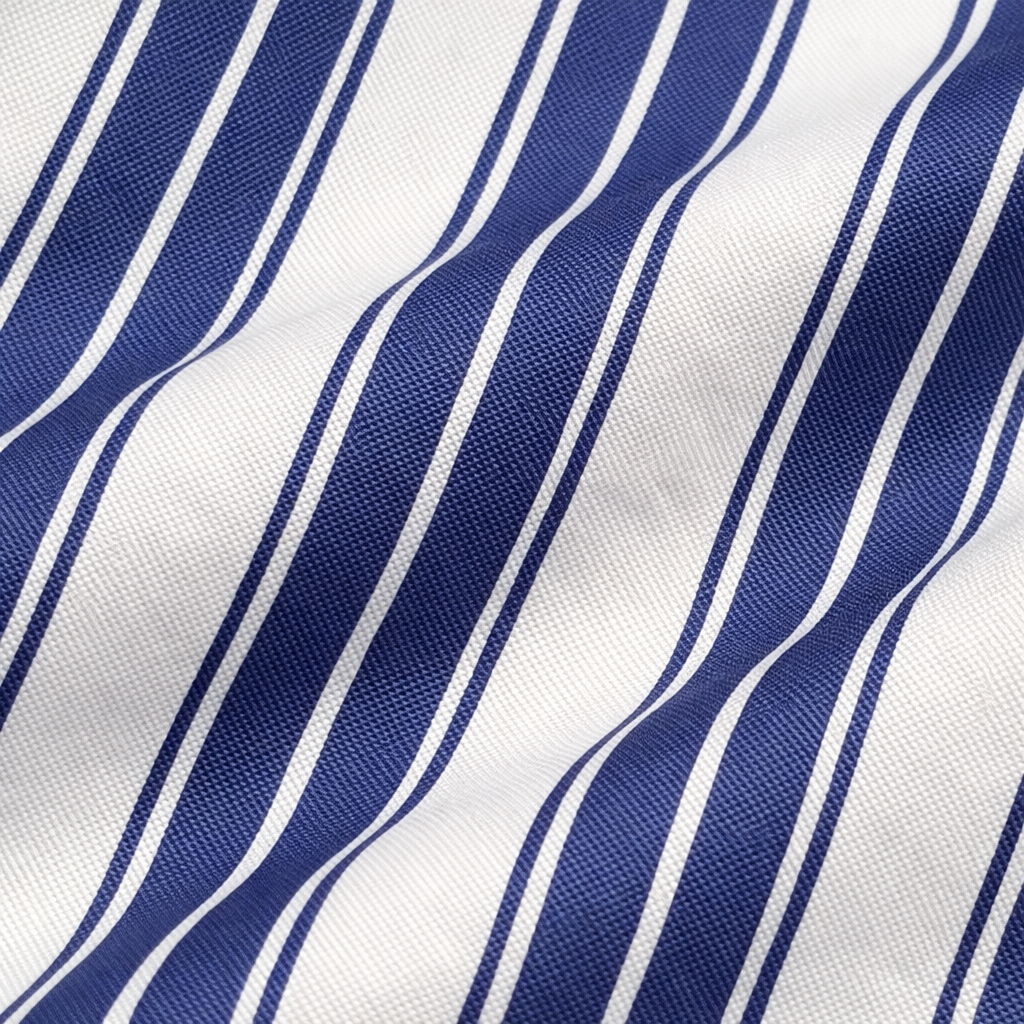 Blue and White Vertical Striped Cotton Fabric