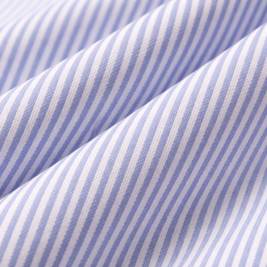 Quality Light Blue and White Pinstripe Cotton Fabric