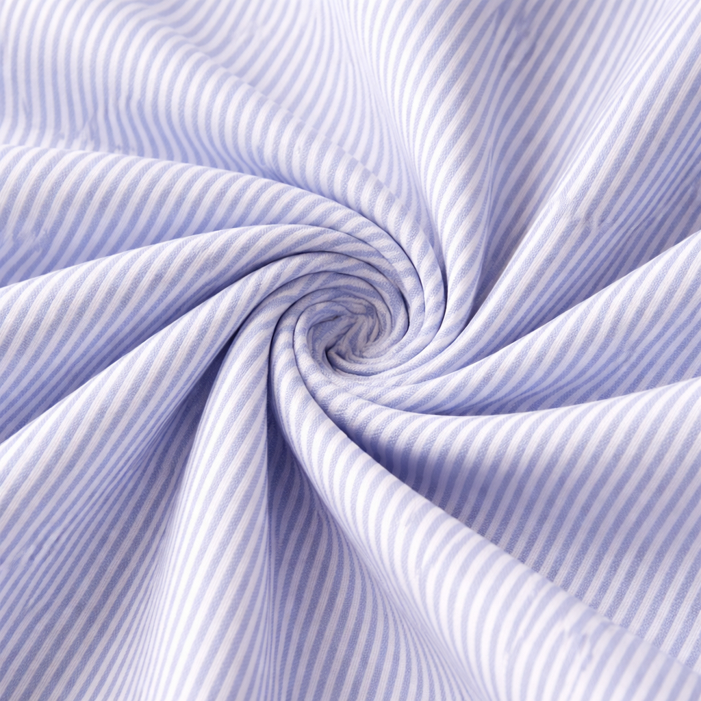 Quality Light Blue and White Pinstripe Cotton Fabric