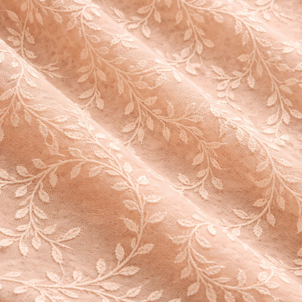 Embroidered Sheer Leaf Pattern Fabric