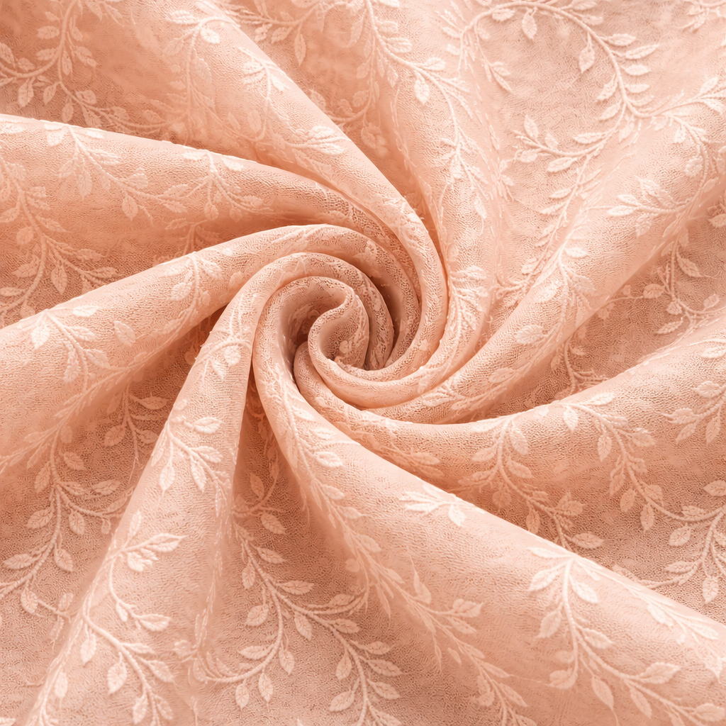 Embroidered Sheer Leaf Pattern Fabric
