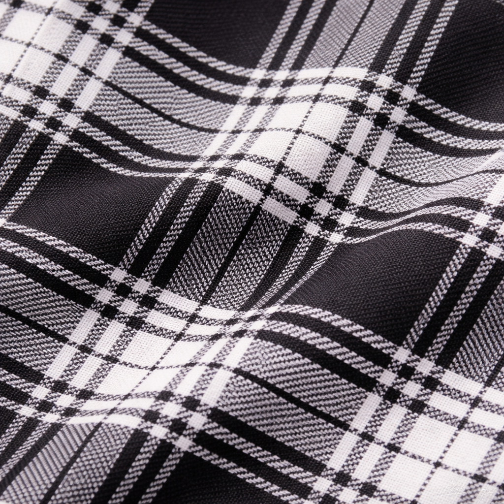 Black and White Checkered plaid Fabric