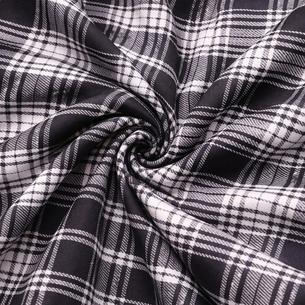 Black and White Checkered plaid Fabric
