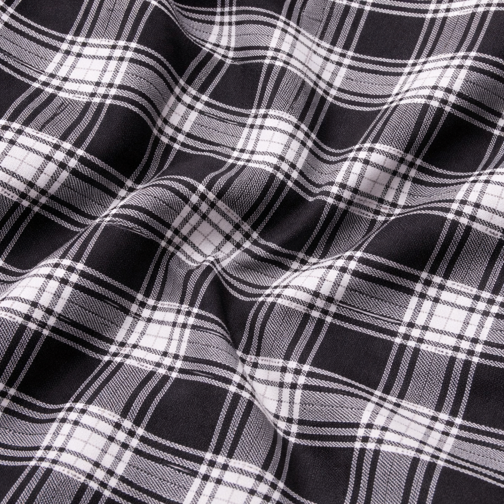 Black and White Checkered plaid Fabric