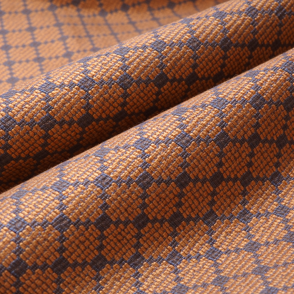 Premium Brown and Blue Textured Check Fabric
