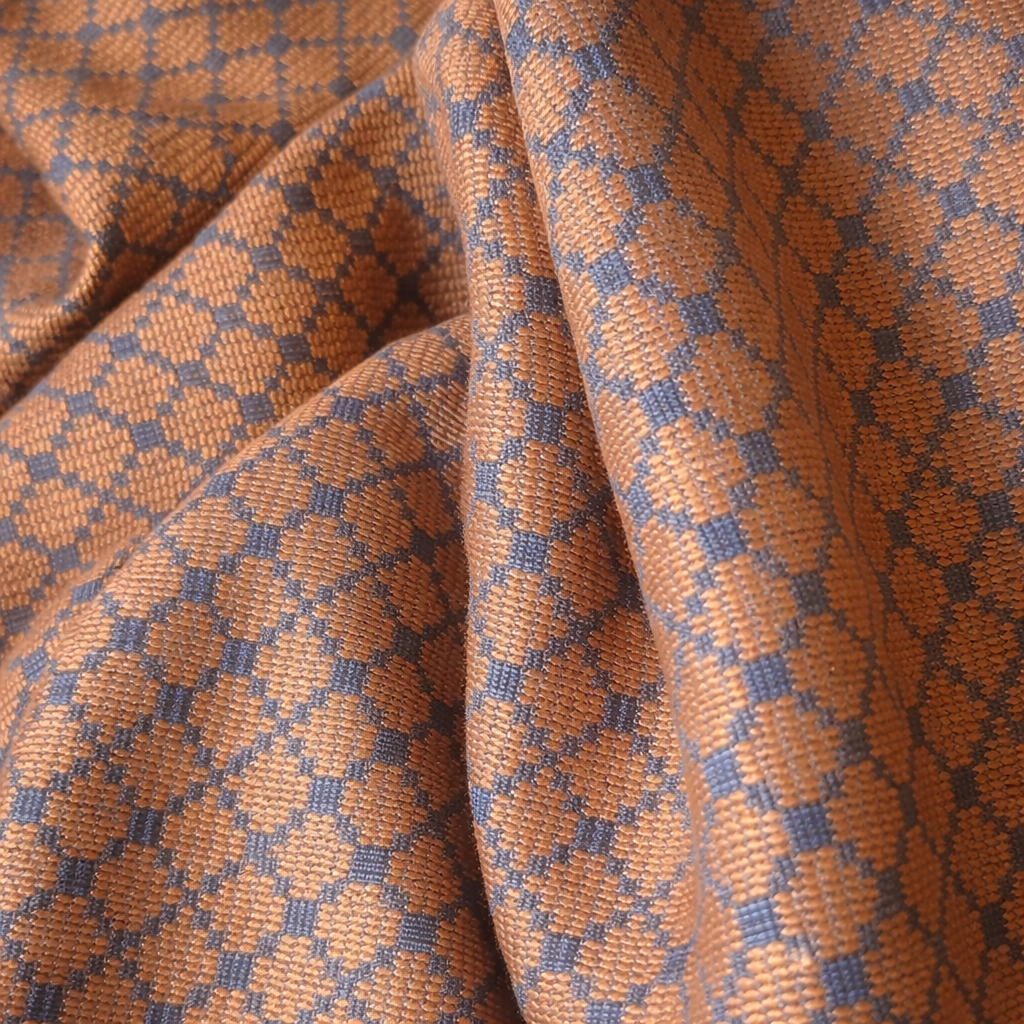 Premium Brown and Blue Textured Check Fabric