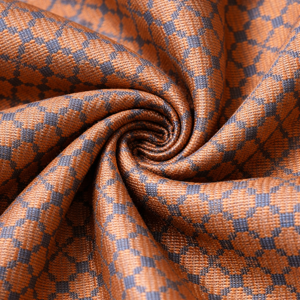 Premium Brown and Blue Textured Check Fabric