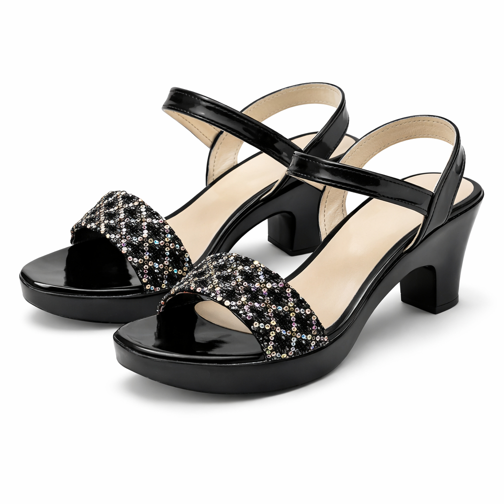 Women Embellished Block Heel Sandals with Ankle Strap
