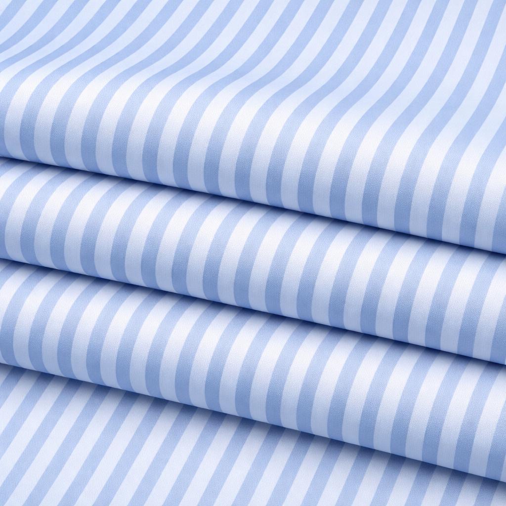 Light Blue and White Striped Lightweight Fabric