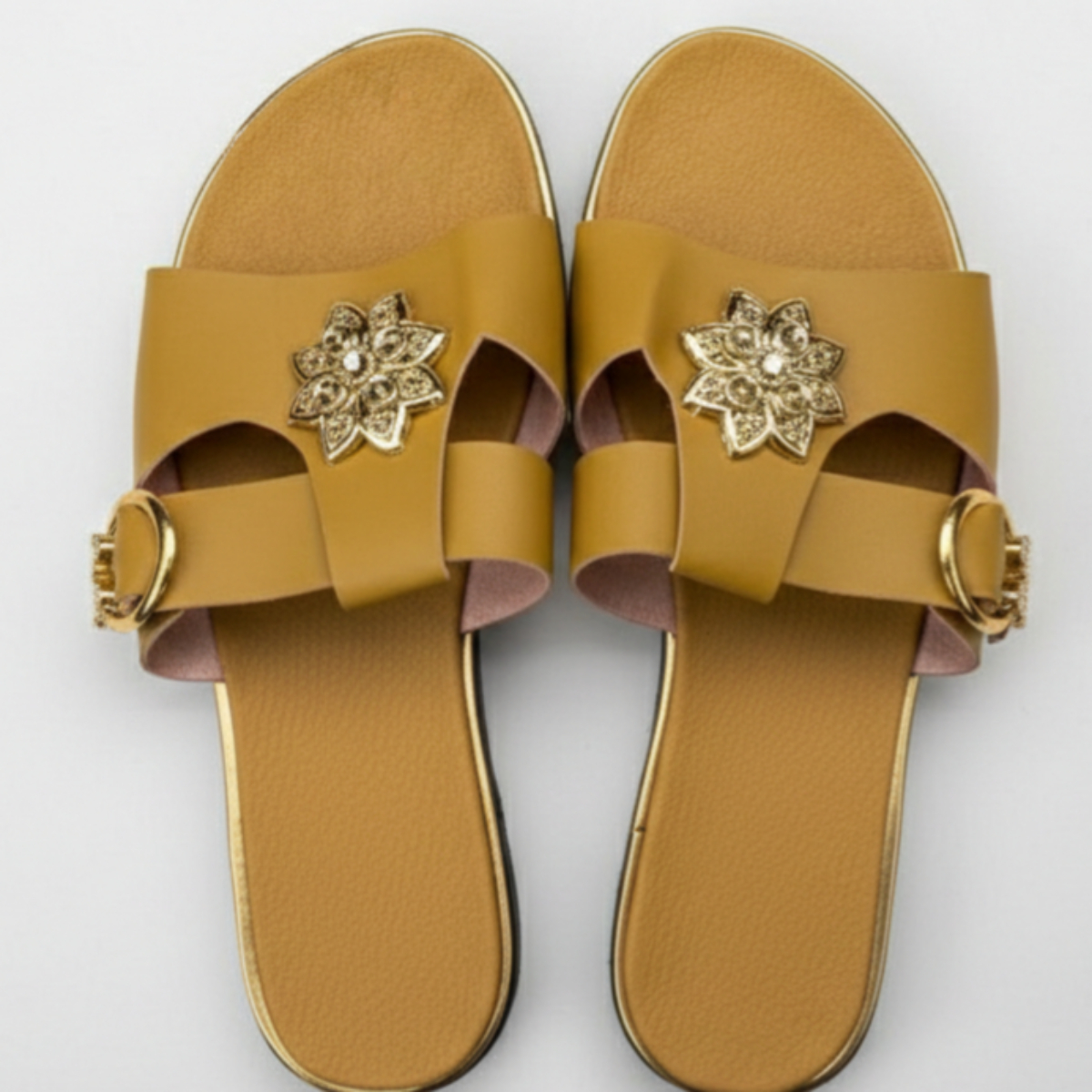 Women Flat Slip On Sandals with Decorative Strap